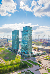 View on "Nothern Lights" apartments on the left coast of Astana