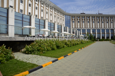 Sunbeds near the pool Rixos Borovoe